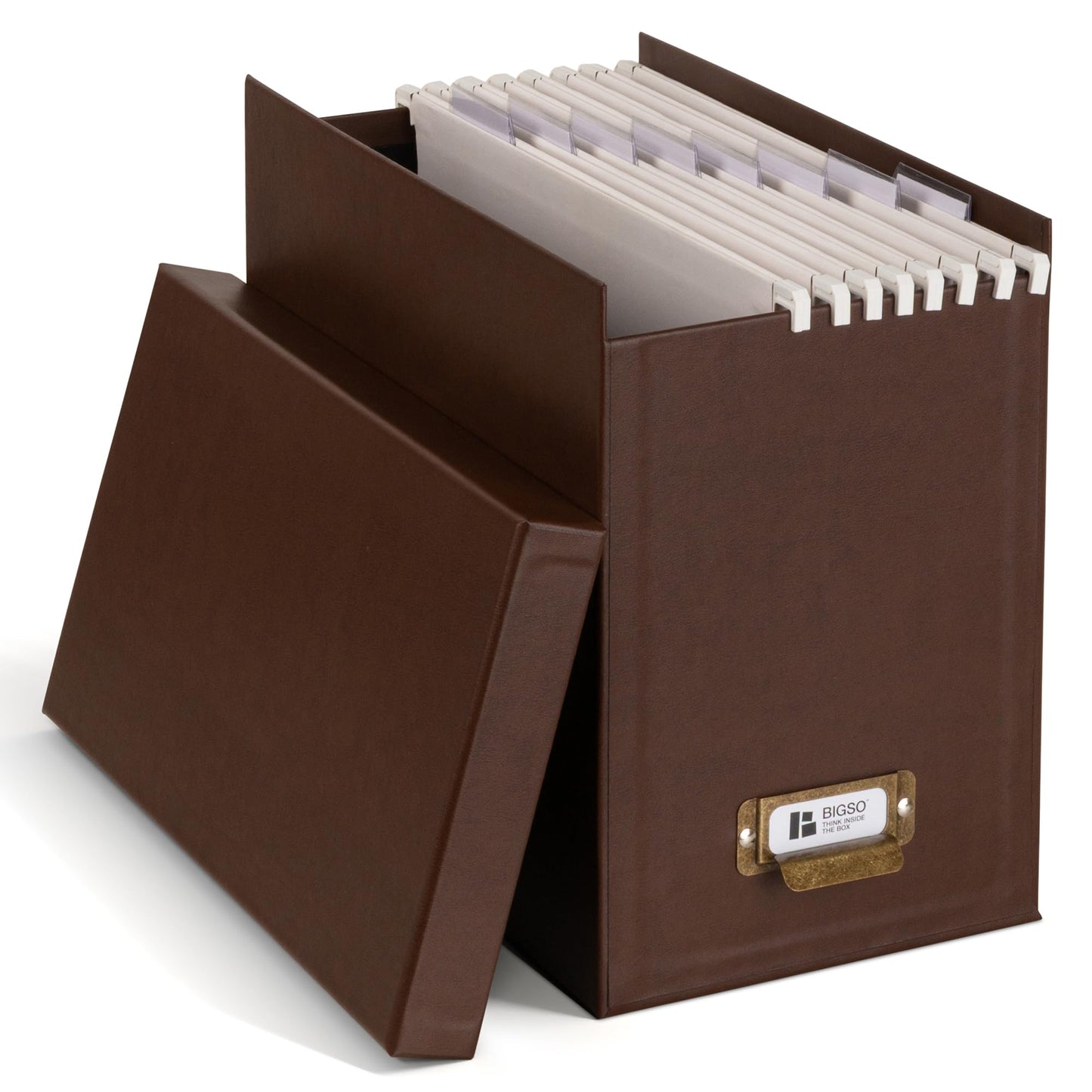 Hängeregisterbox für A4-Dokumente mit Deckel, Recycling-leder 35,0 x 18,5 x 27,0 cm