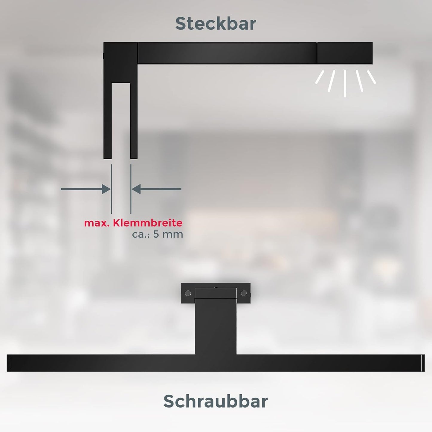 Spiegelleuchte BKL1405, Schwarz|30 cm