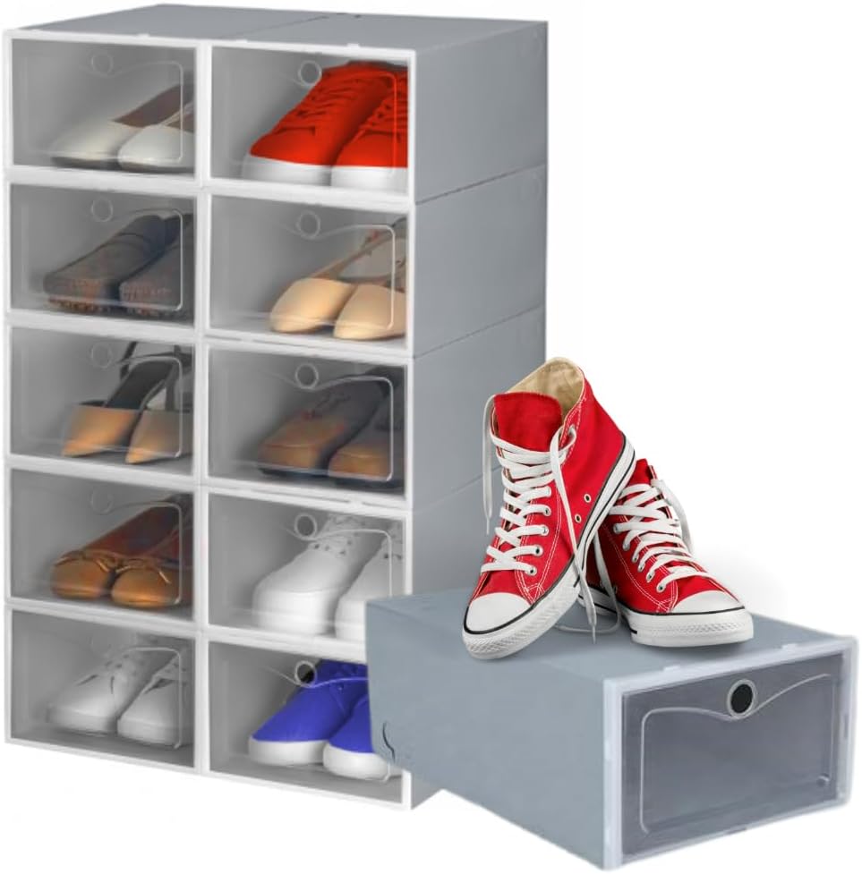 Stapelbares Schuhboxen-Set, Grau