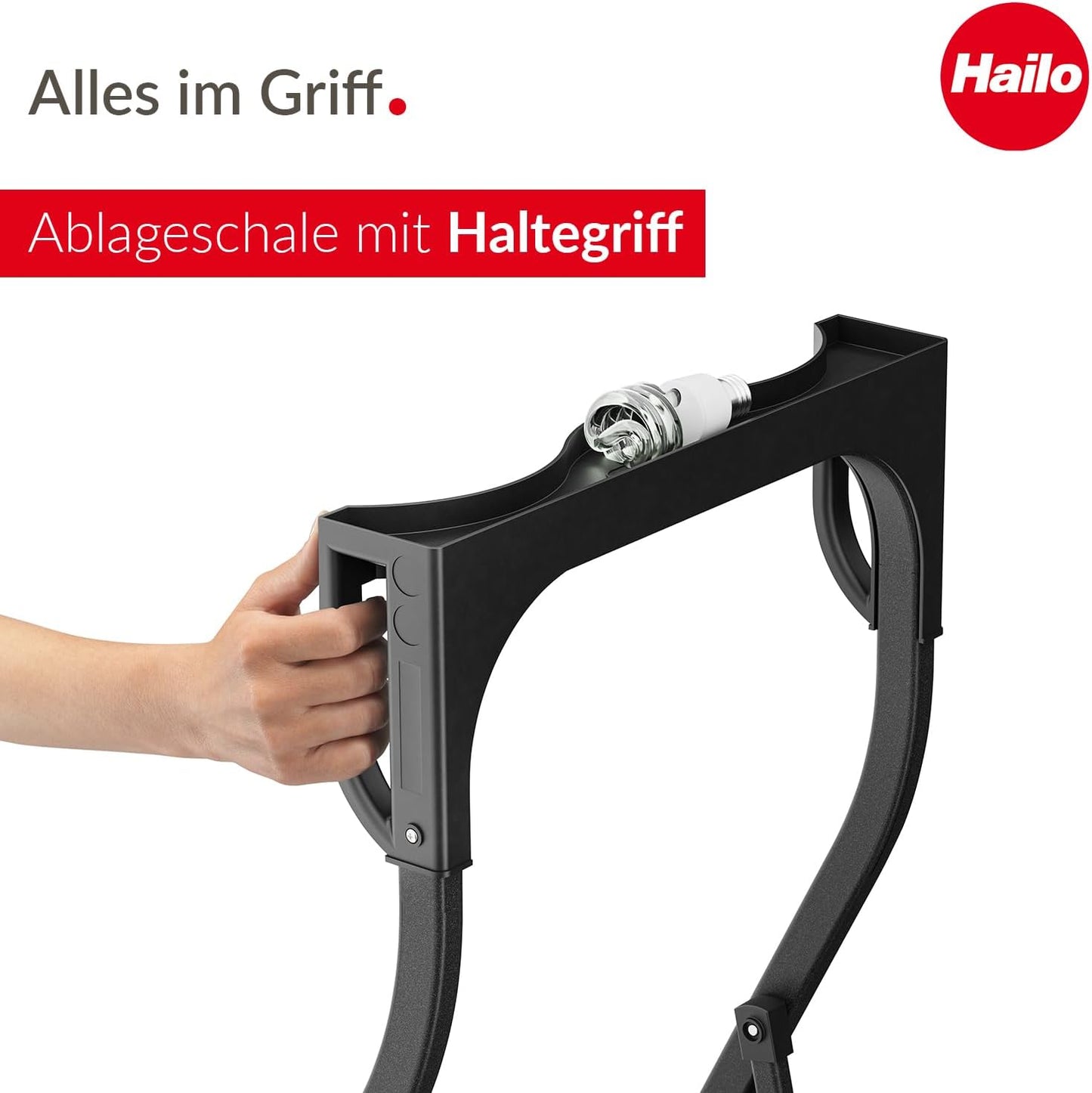 K77 ComfortLine Klapptritt, 2-stufige Trittleiter, Schwarz 2 Stufen