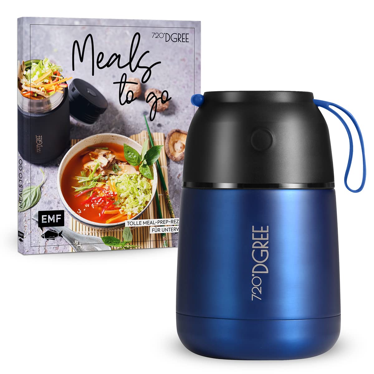 Thermobehälter, 530 ml Bundle: Rezeptbuch + Thermobehälter Sapphire Blue | Blau