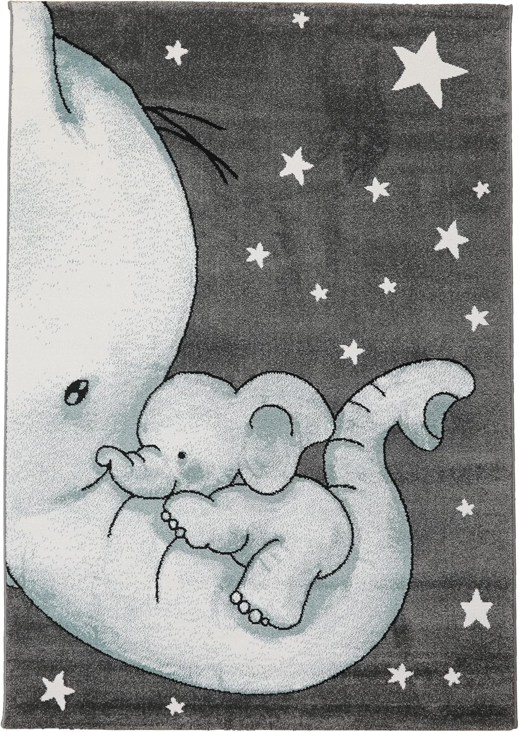 Kinderteppich Elefant Design, 120 x 170 cm (Rechteckig) Blau-3