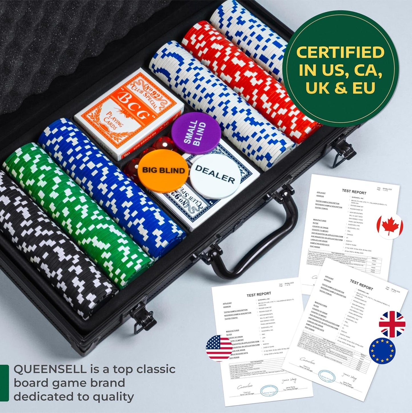 Pokerkoffer Set mit 300 Chips und Zubehör
