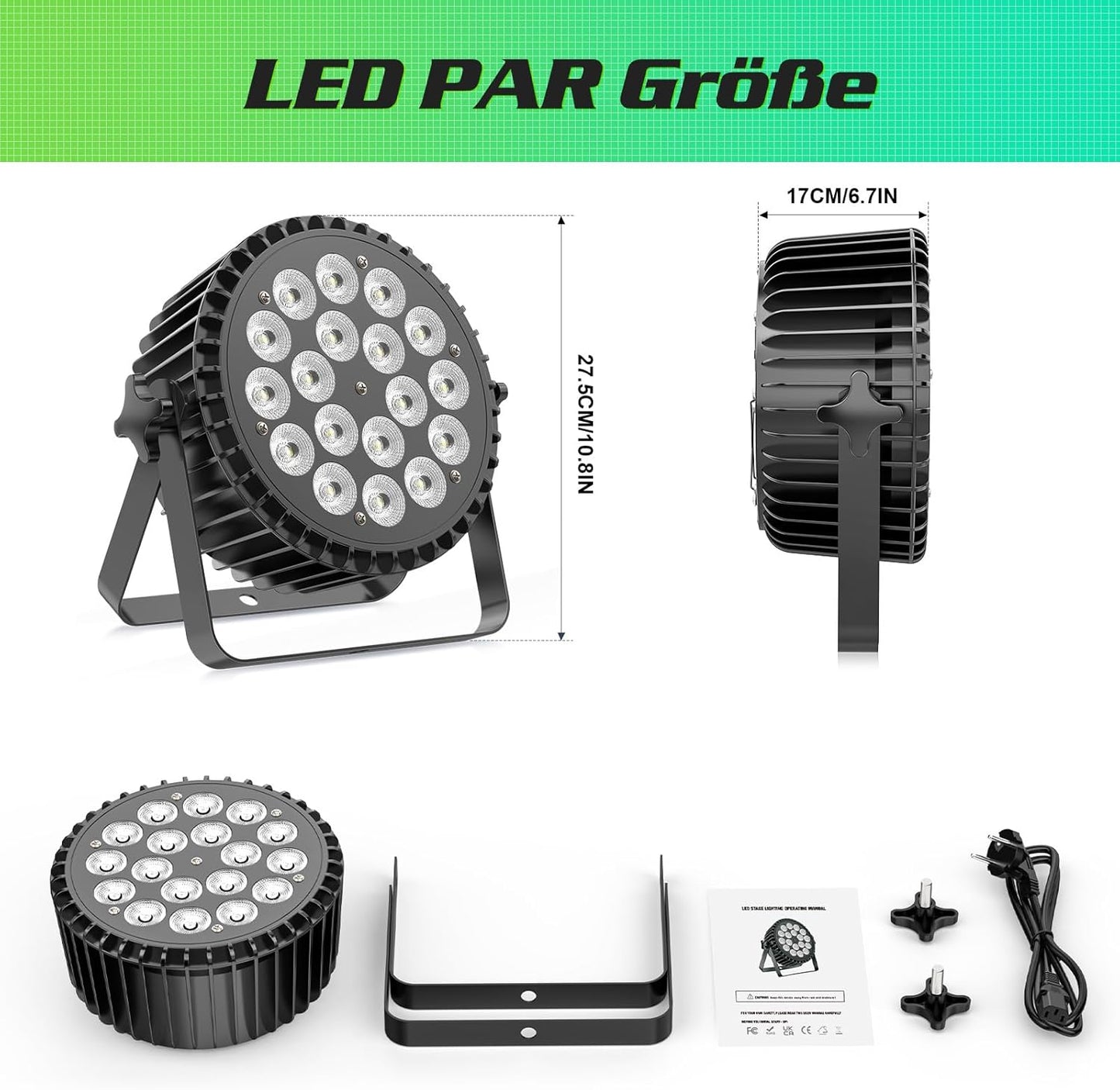 LED Par Scheinwerfer, Schwarz 1er-Pack