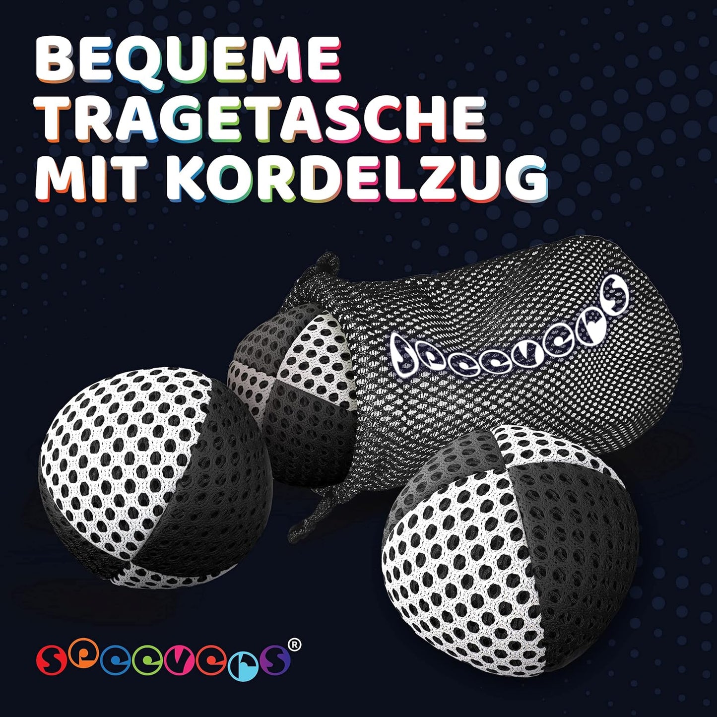 3er-Set Jonglierbälle mit Tragetasche, 120g Schwarz-weiss