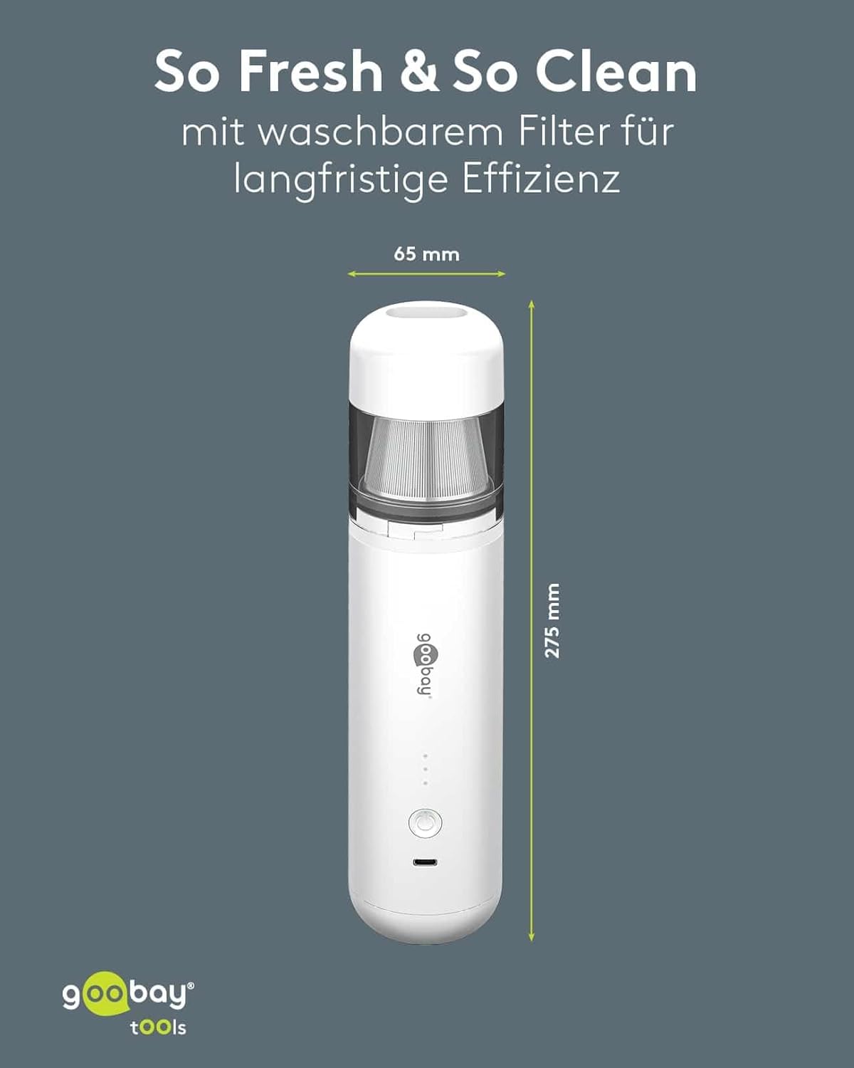 Mini-Staubsauger, leise und kompakt, goobay Mini-Staubsauger 80W