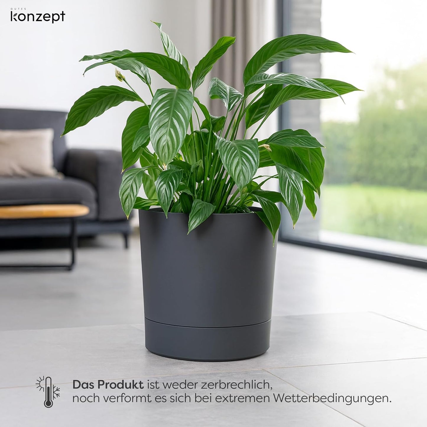 Grosser Blumentopf, Athrazit 38 cm