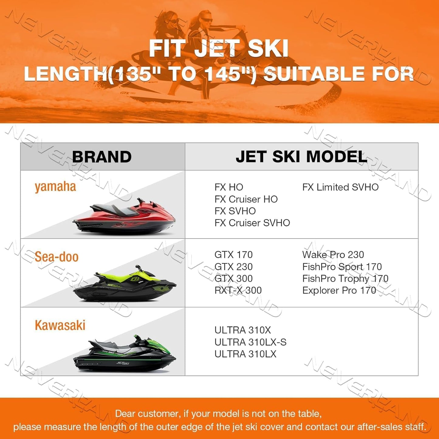 Jet Ski Bootsabdeckung, Passt Länge 135-145"