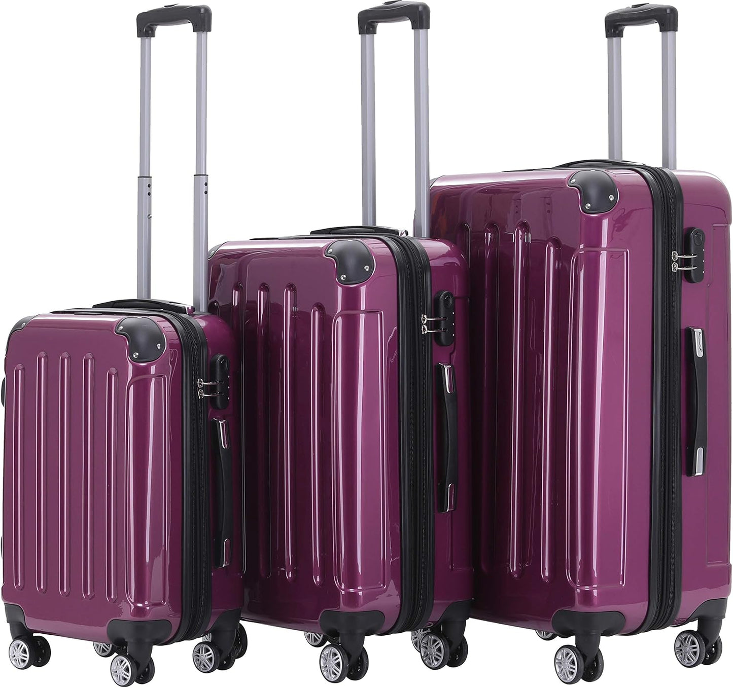 3-teiliges Hartschalenkoffer Set, Lila Kofferset