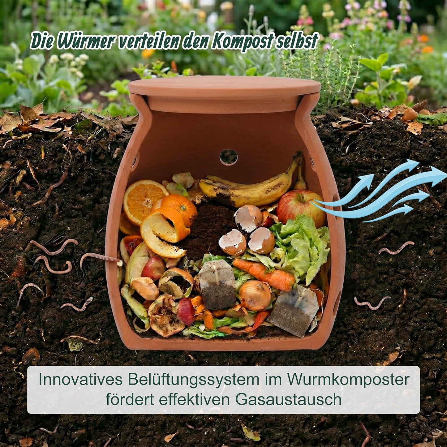 Wurmkomposter zum Eingraben mit Deckel, 5 L
