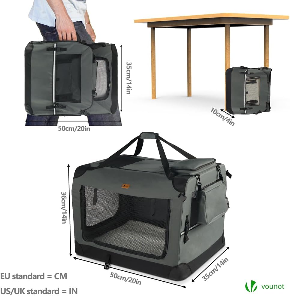 Faltbare Transportbox mit Griffen & Taschen, L 50 x B 35 x H 36 cm Grau