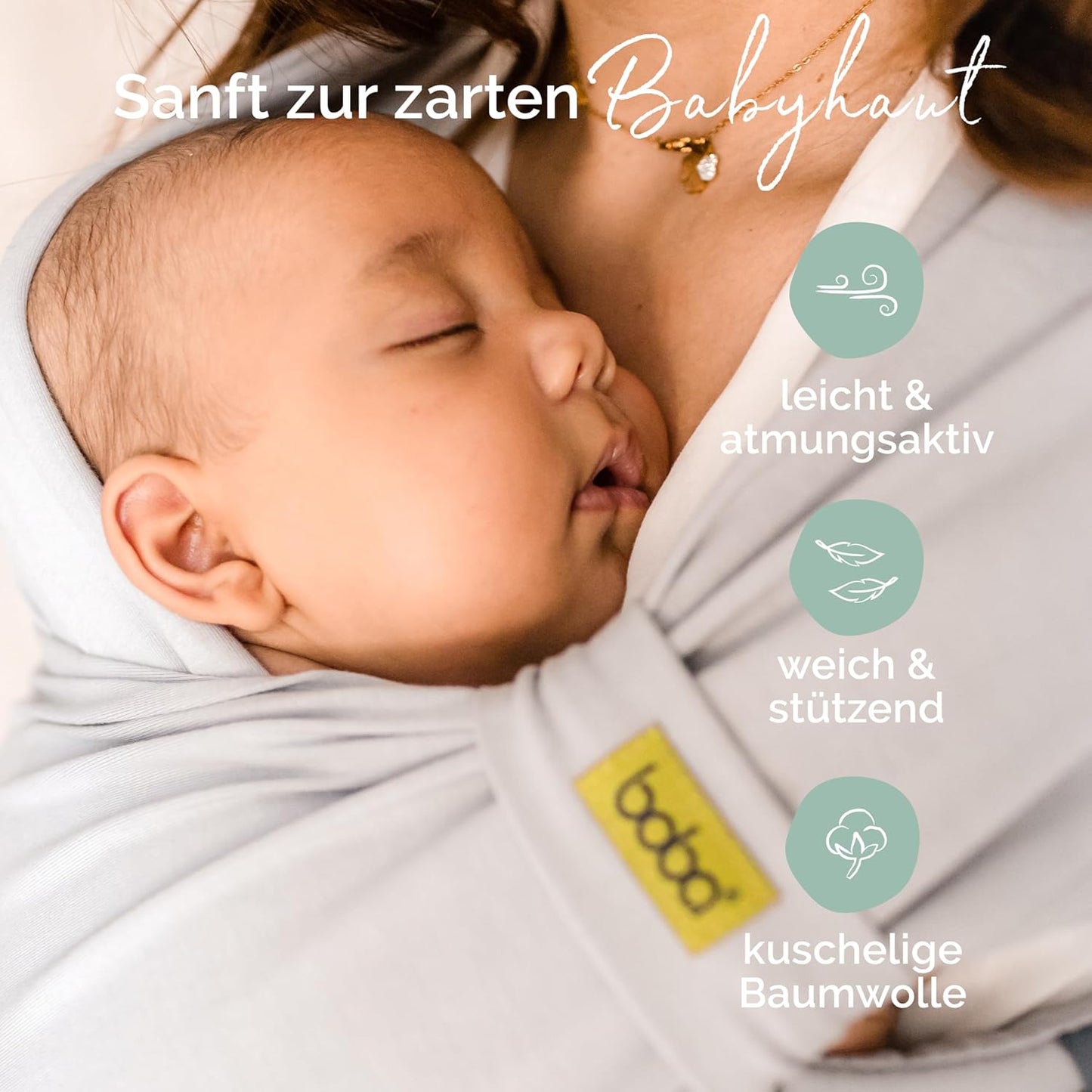 2-in-1 Babytrage & Tragetuch ab Geburt, Grau