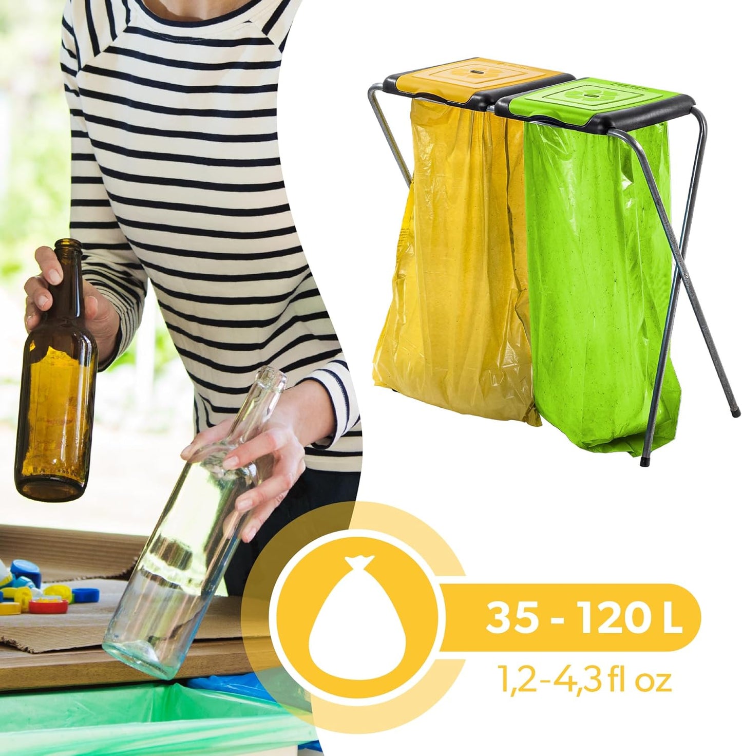Doppel-Müllsackhalter für Mülltrennung, Doppelt v2