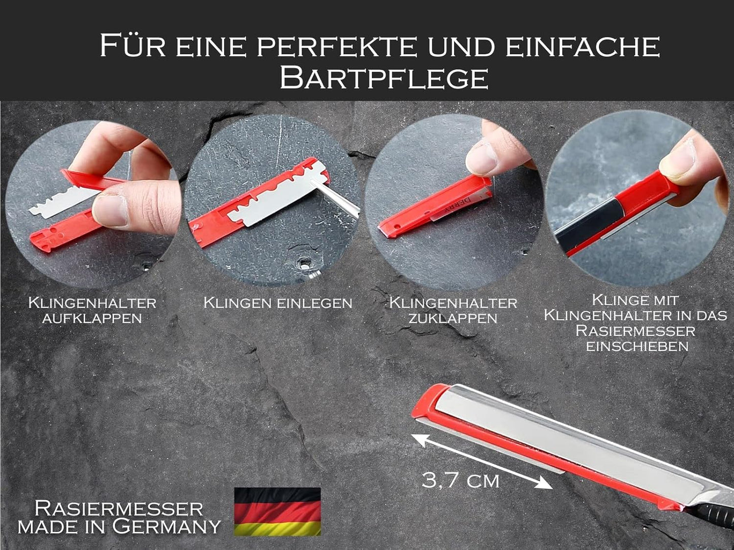 Rasiermesser mit Wechselklingen, Silber
