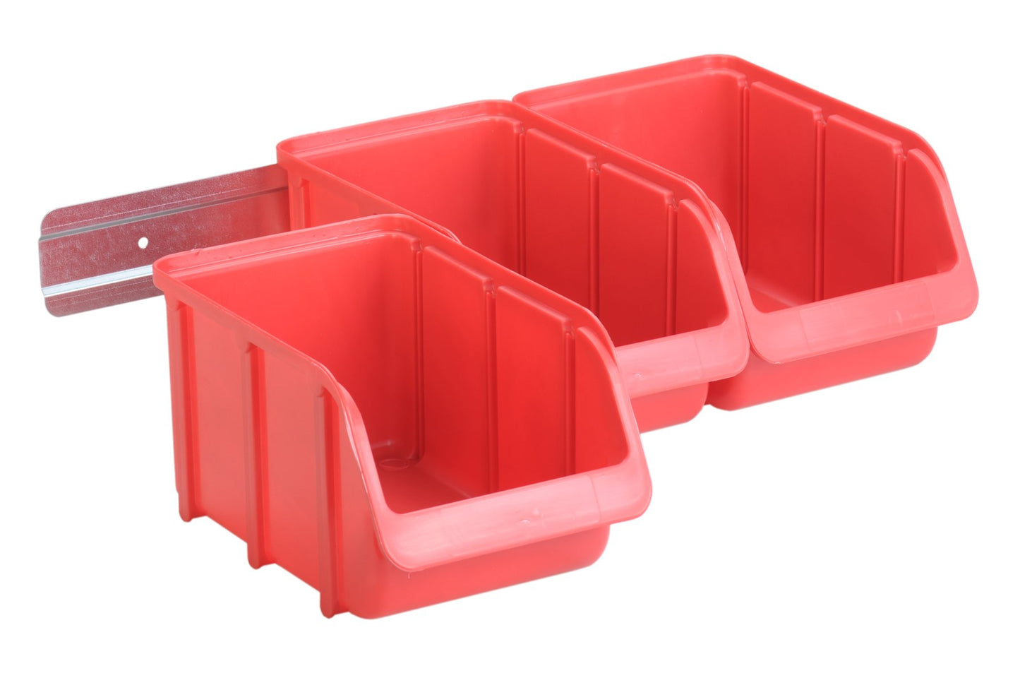 4-teiliges Sichtboxen-Set mit Wandhalterung, Rot 3 x Grösse 3