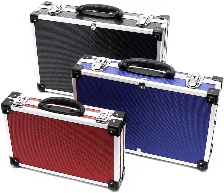 3-tlg. Aluminium Koffer-Set, abschliessbar, Schwarz, Blau, Rot, Set 3-tlg.