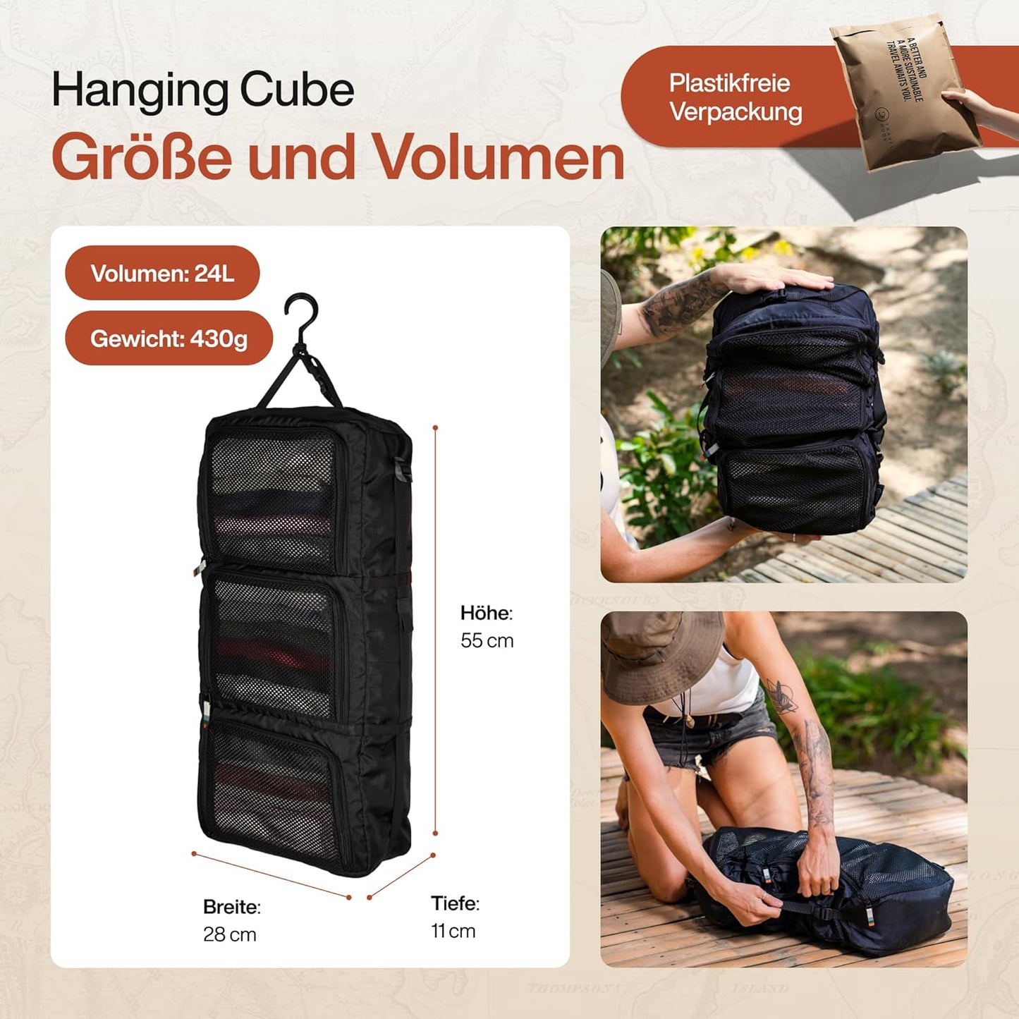 Hanging Packing Cube, Schwarz