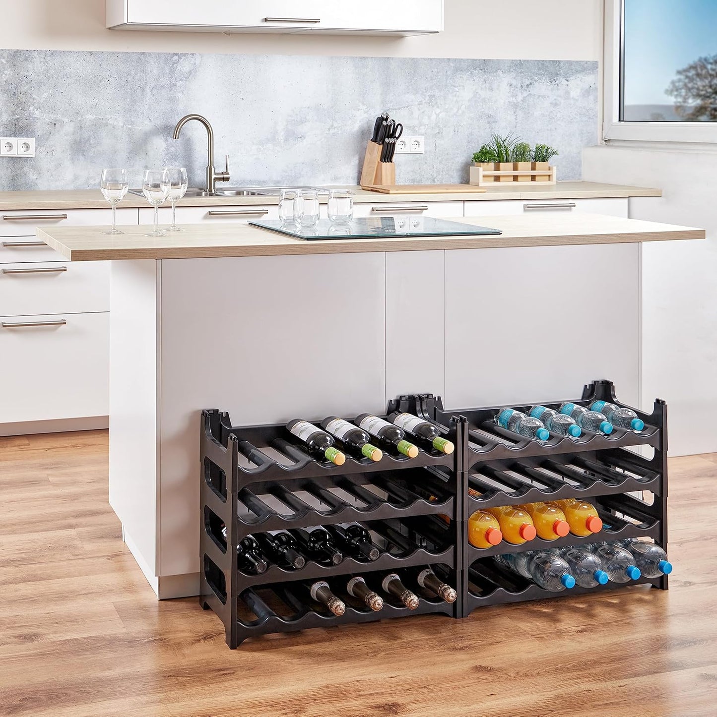 Modulares Flaschenregal für 48 Weinflaschen, 8 Module für 48 Flaschen