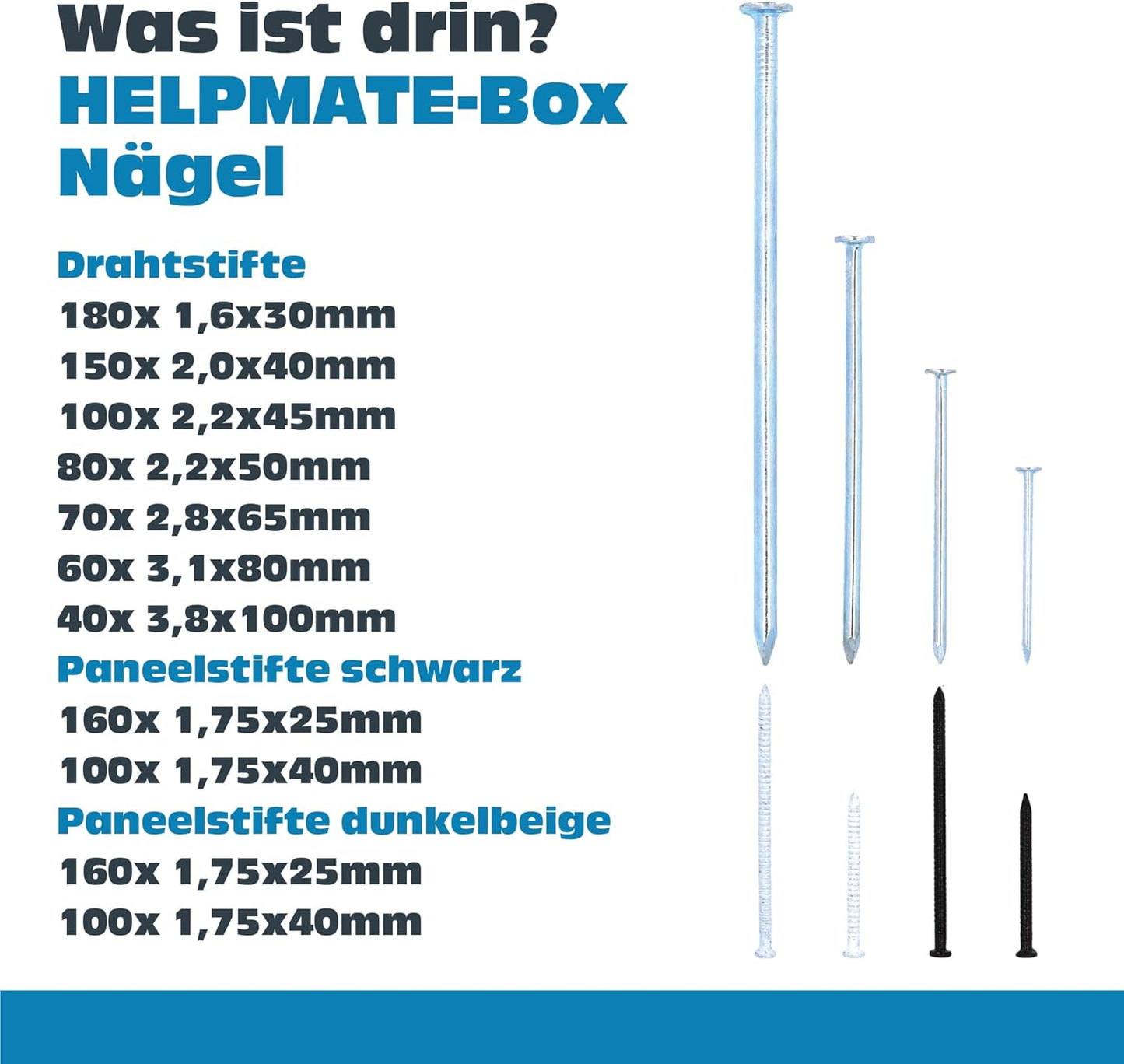 Nagelsortiment Box (1200 Nägel), Nägel 1200x