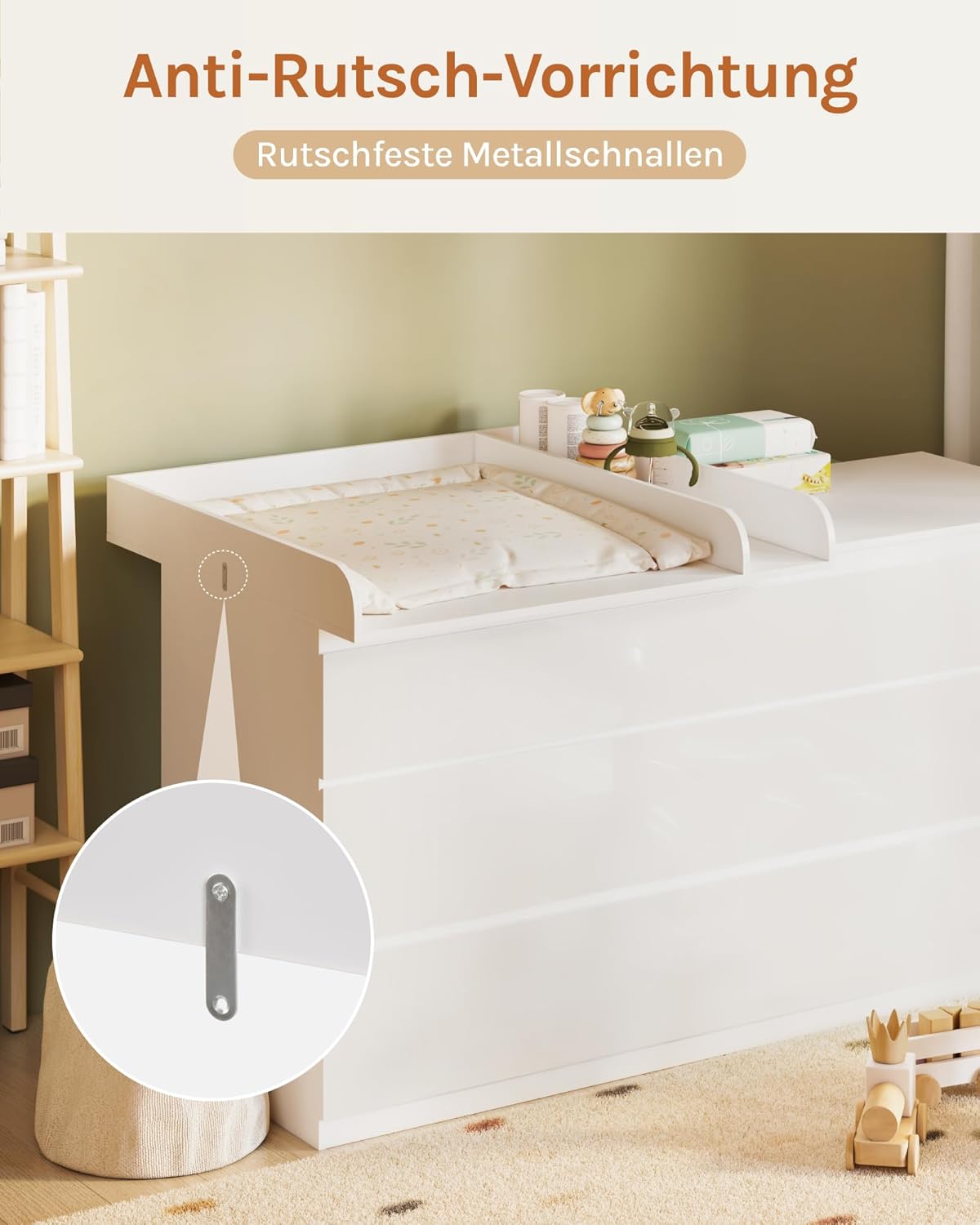 Wickelaufsatz mit Trennfach für Wickelkommode