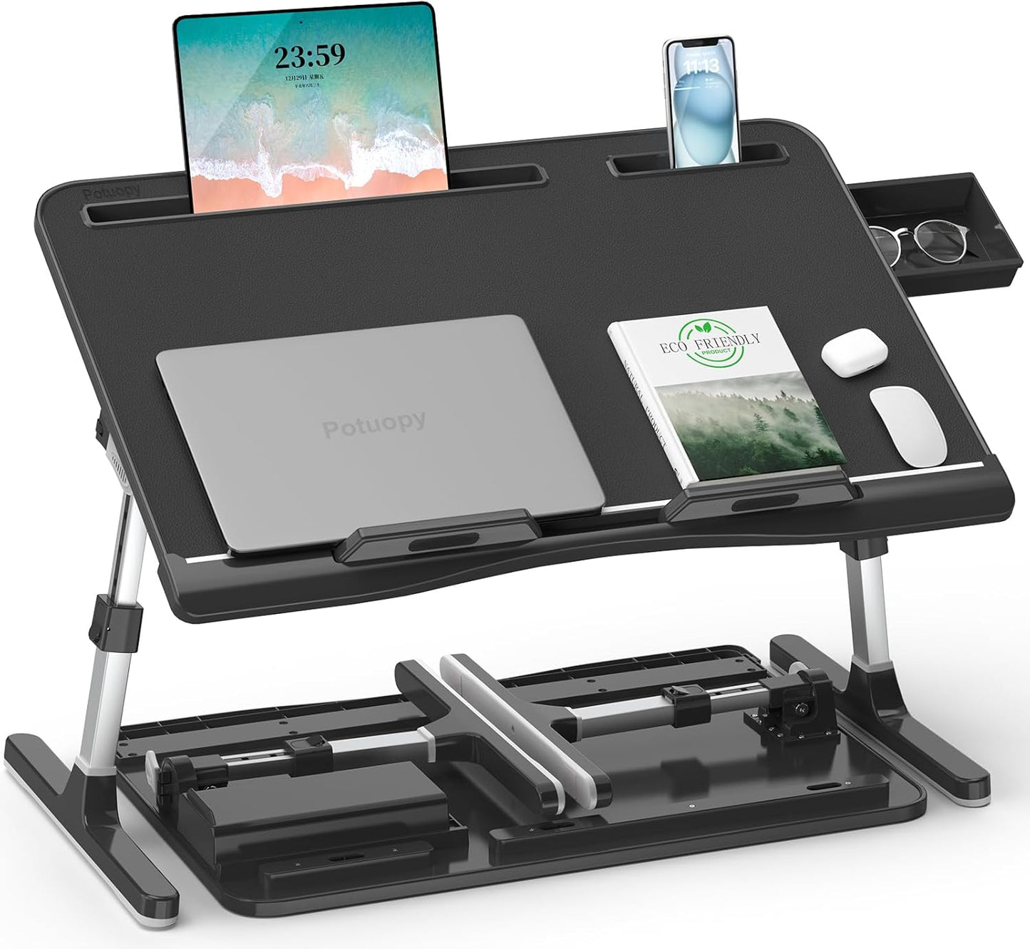 Einstellbarer Laptop-Betttisch, Schwarz