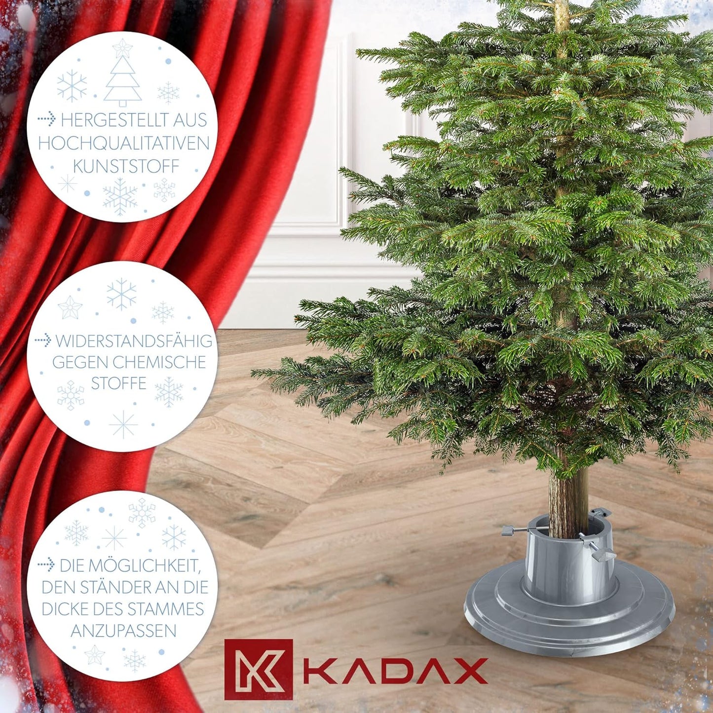Weihnachtsbaumständer mit Wasserbehälter, Silber / Baumhöhe Bis 2m