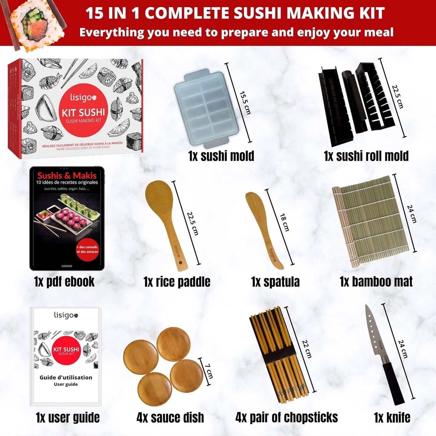 15-teiliges Sushi Maker Set