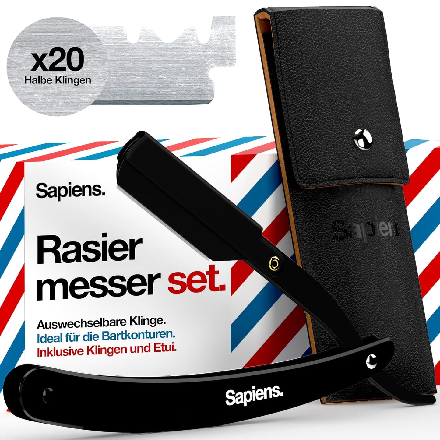 Barbershop Rasiermesser Set, Rasiermesser + Rasiergel + 100 Rasierklingen