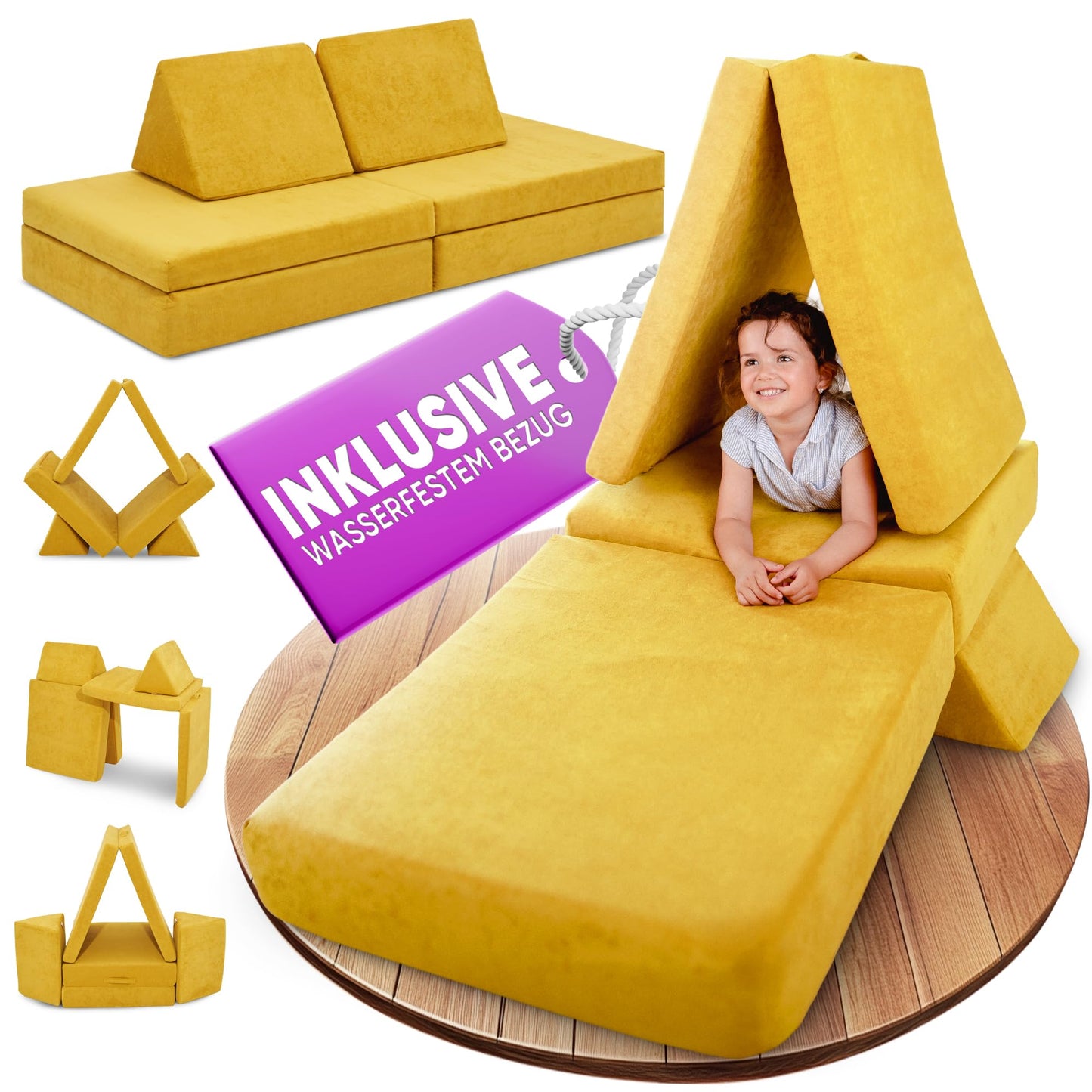 Spielsofa für Kinder, Bienenwaben Gelb