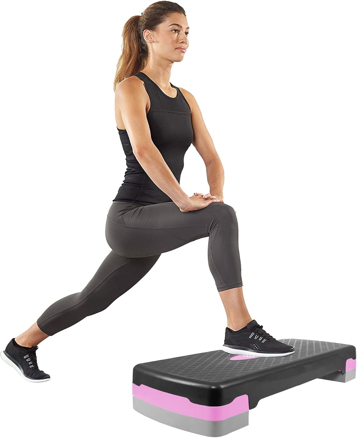 Höhenverstellbares Aerobic Steppbrett, rosa-grau