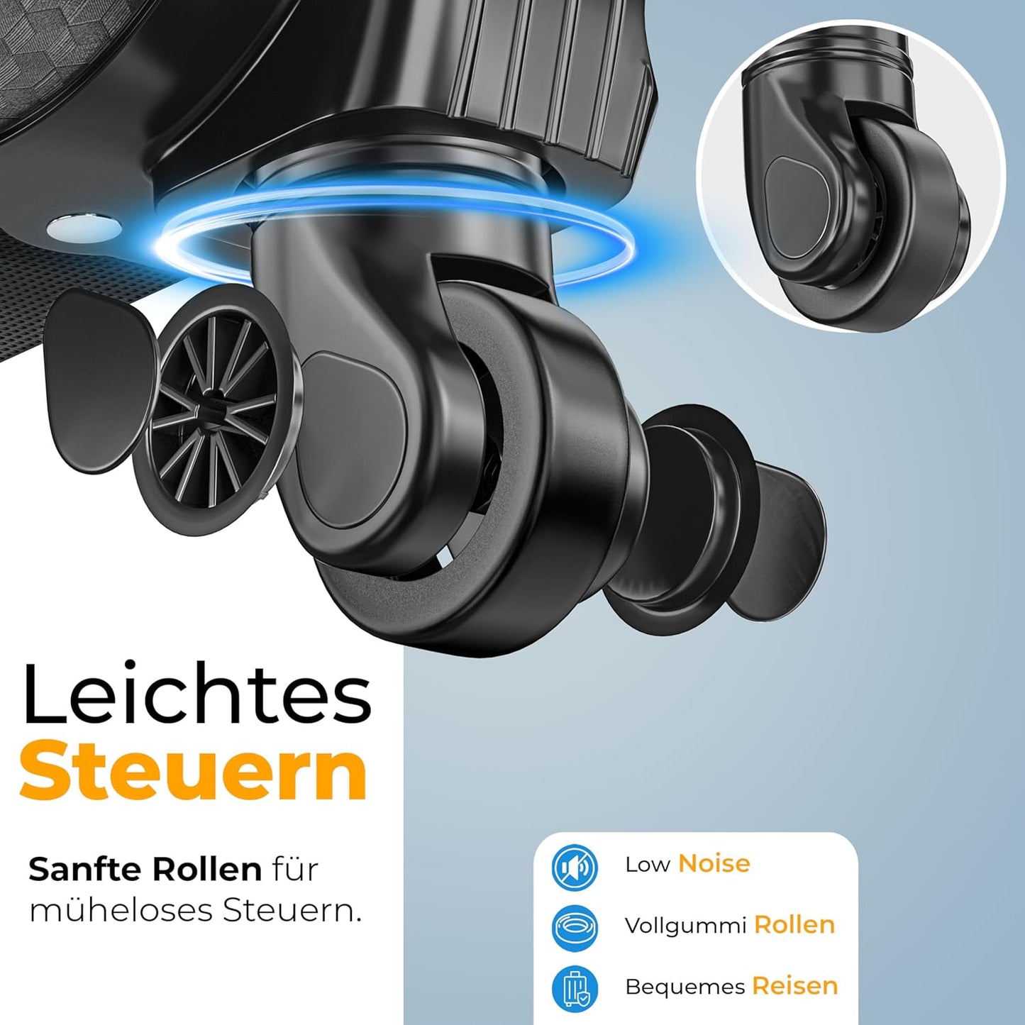 Reisekoffer Set 4-teilig mit TSA-Schloss & Rollen, Schwarz