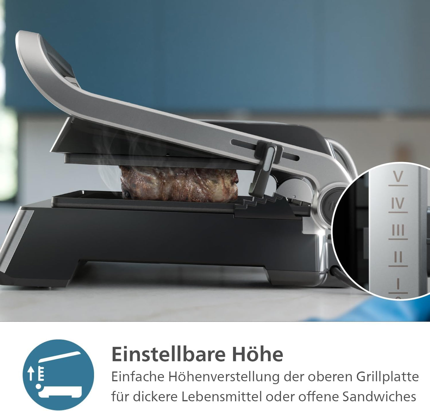 Kontaktgrill HD6301/90 mit Antihaftbeschichtung, Manuelle Temperaturkontrolle Kontaktgrill