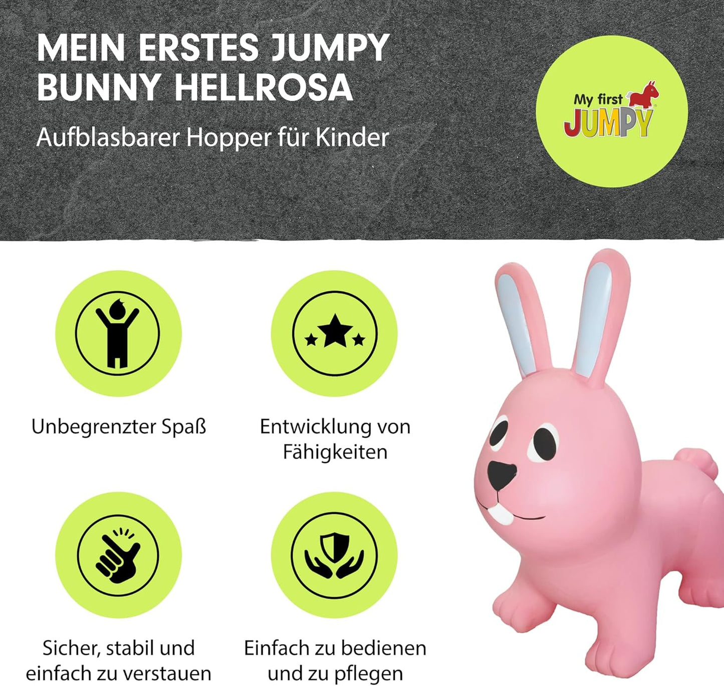 Aufblasbares Hüpftier Hase, Hellrosa