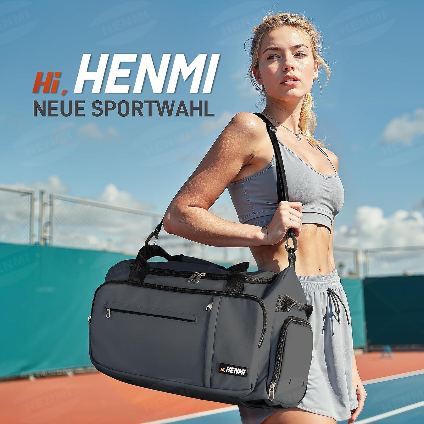Sport- und Reisetasche mit Schuh- & Nassfach, Grau