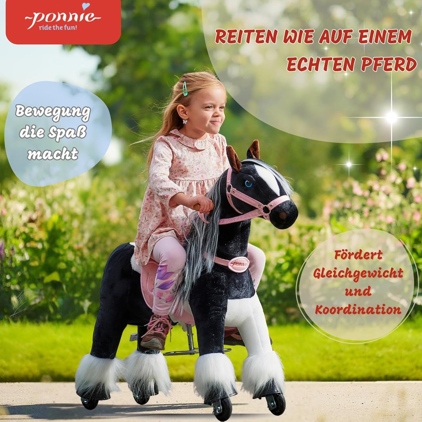 Reitpferd mit Rollen für Kinder (3-6 Jahre), Domino S (3-6 Jahre)