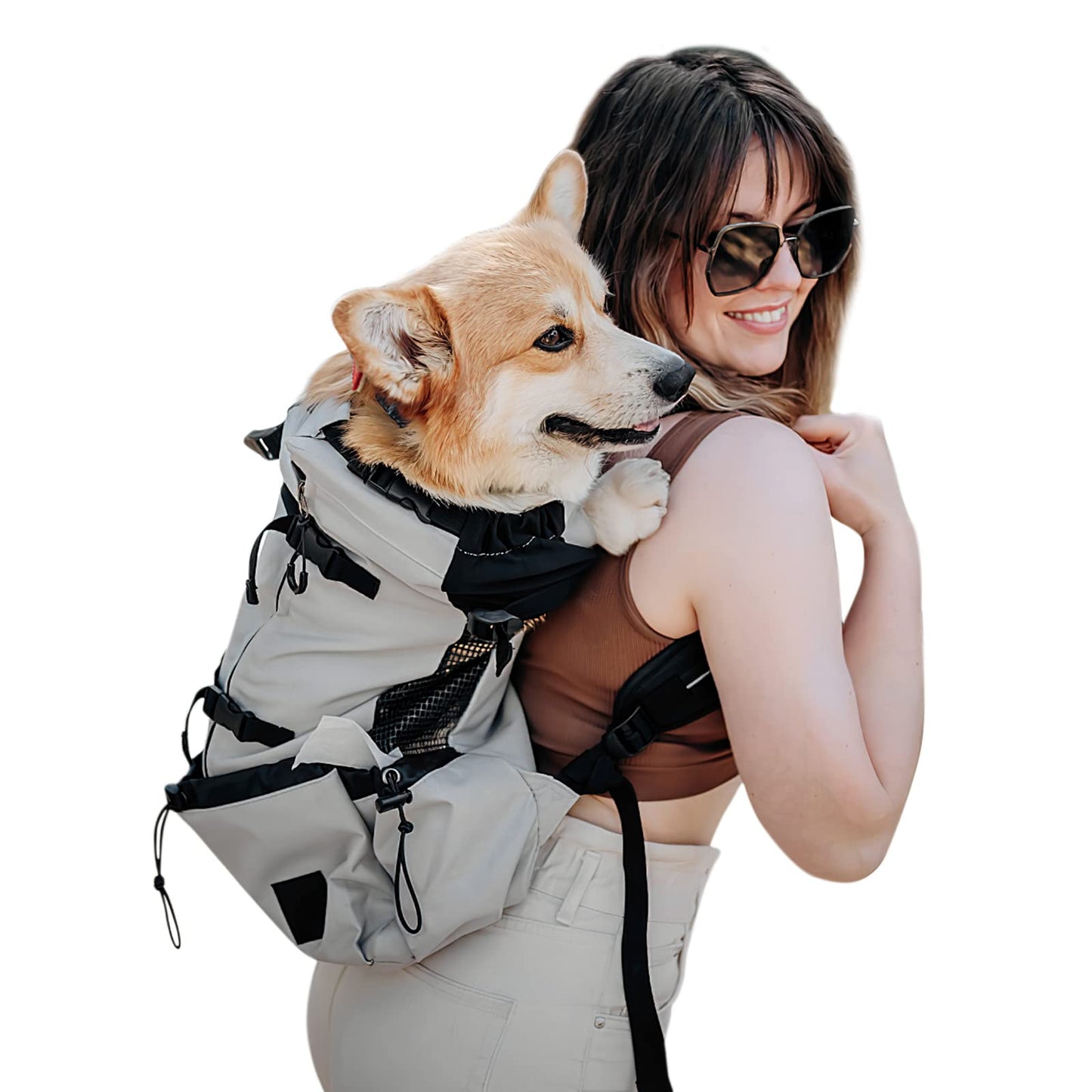Hundetragerucksack verstellbar und belüftet, XL Grau