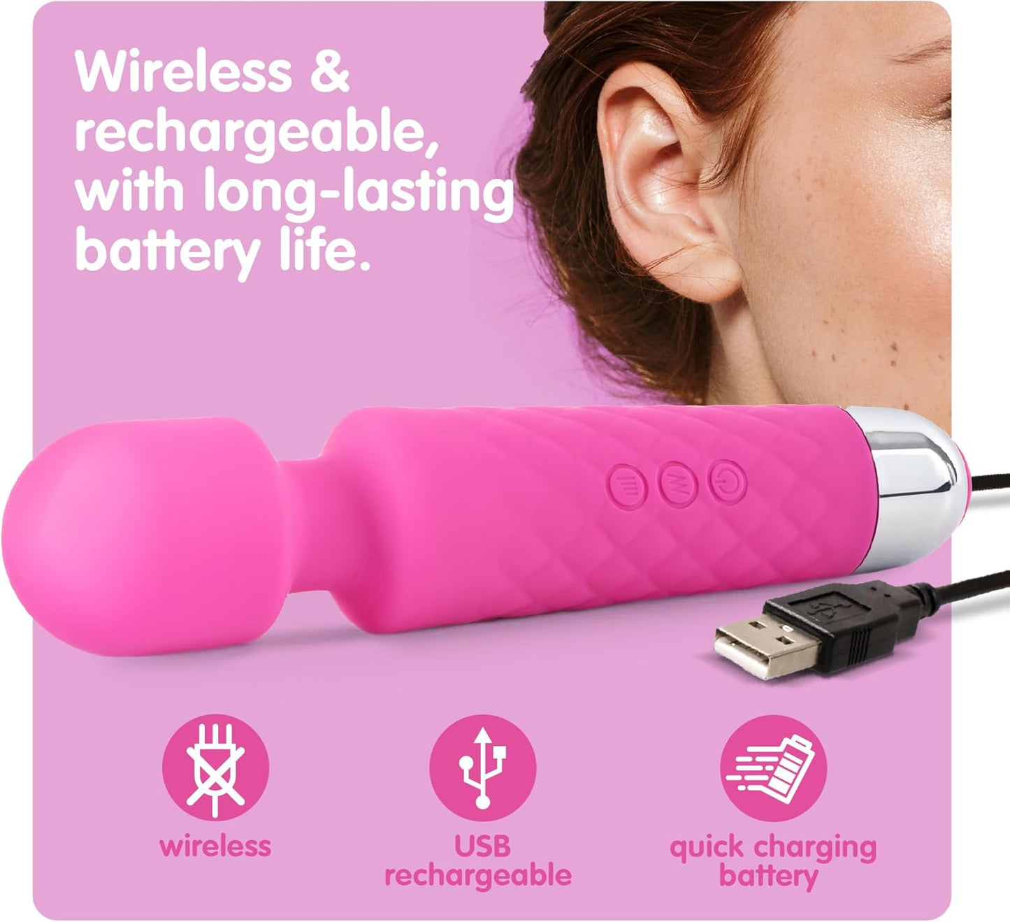 Vibrator mit 20 Vibrationsmustern und 8 Geschwindigkeiten, Klein Rosa