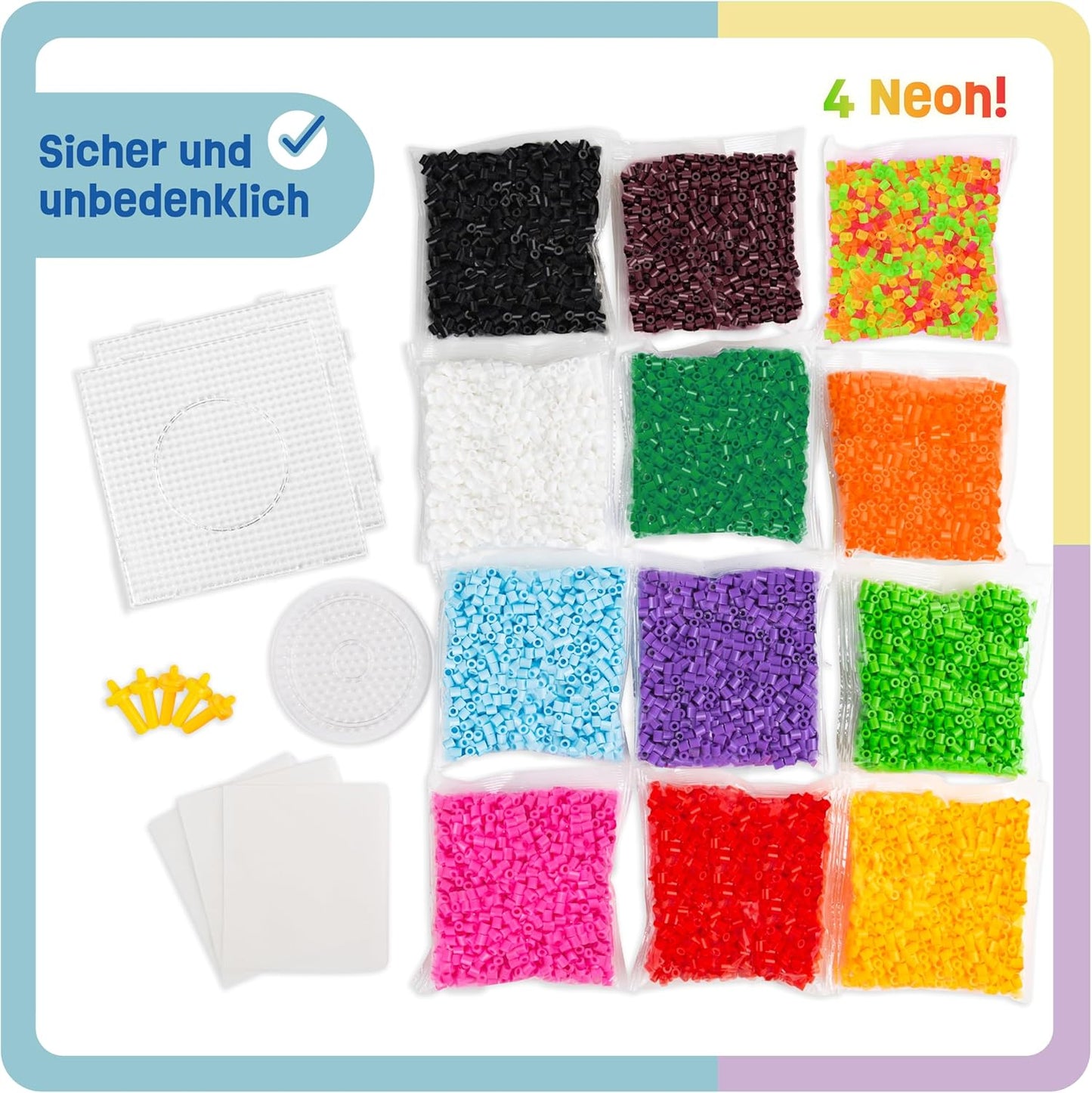 Bügelperlen-Set mit Steckplatten