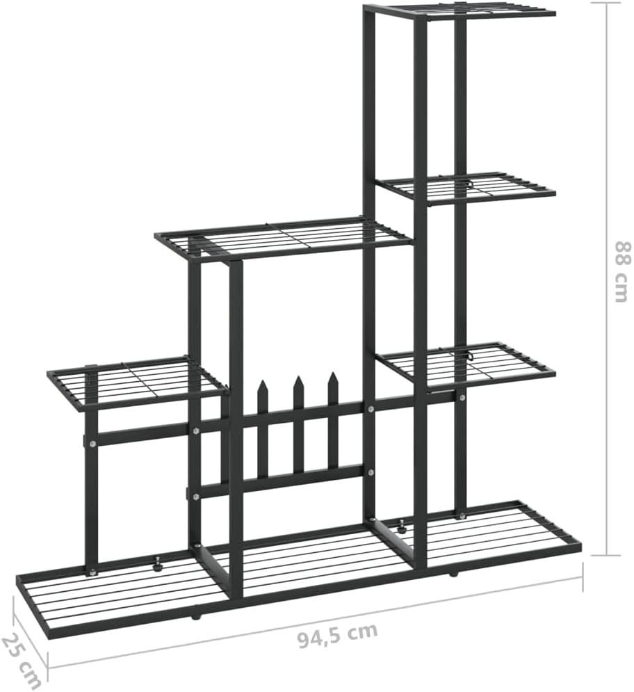 Pflanzentreppe, Ohne Rollen/94.5 x 25 x 88 cm, Schwarz