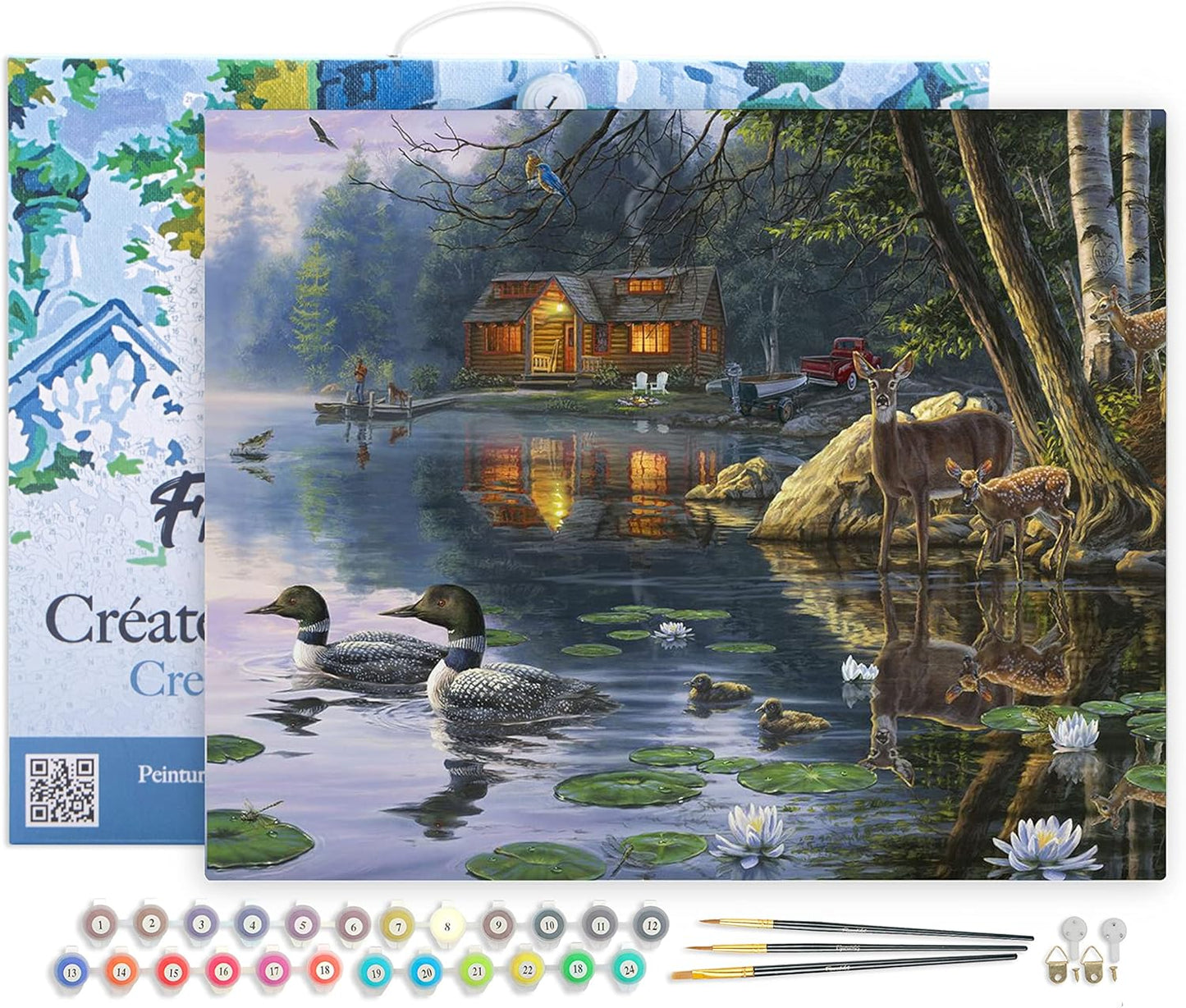 Malen nach Zahlen Set Chalet am See, Chalet am See 40x50cm Mit Rahmen (bereits gespannt)