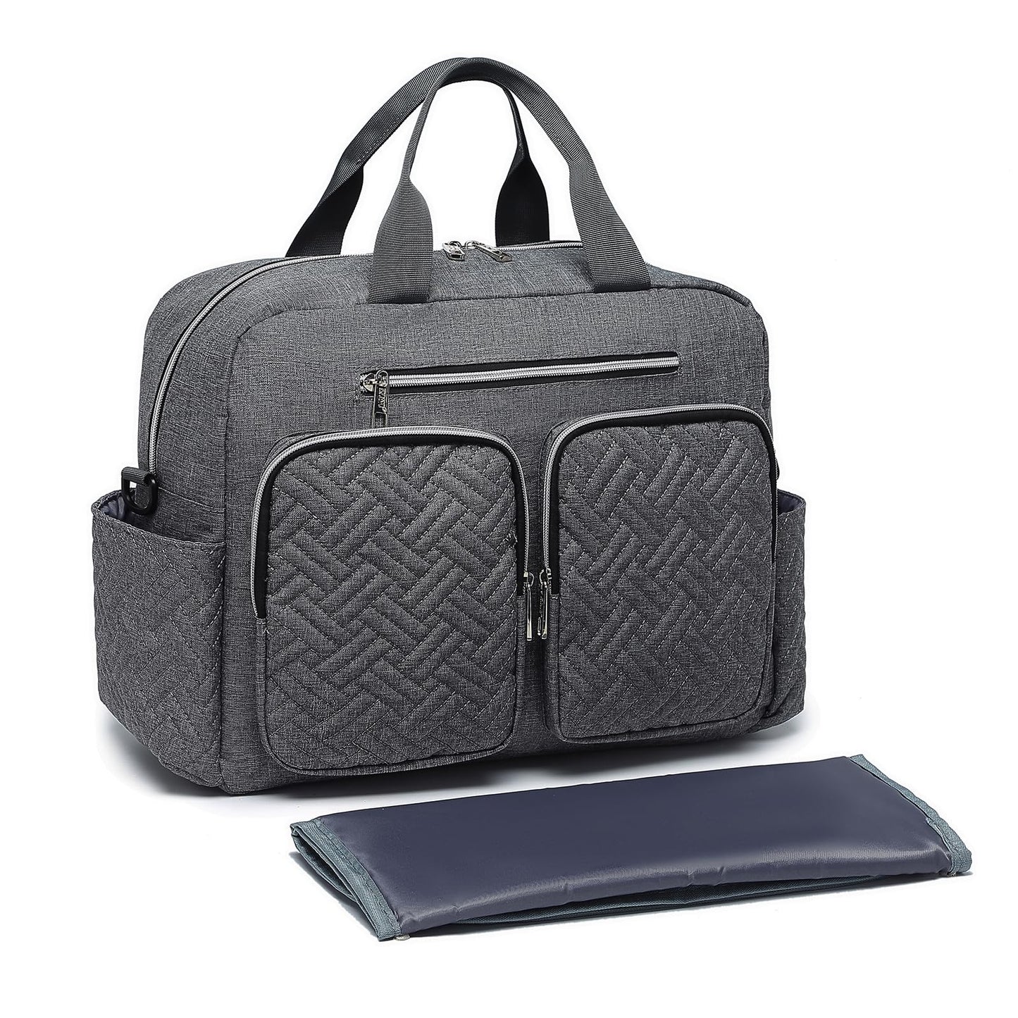Baby-Wickeltasche Eq2411 mit isolierten Fächern und Wickelauflage, L, Grosse Tasche mit Wickelauflage Dunkelgrau