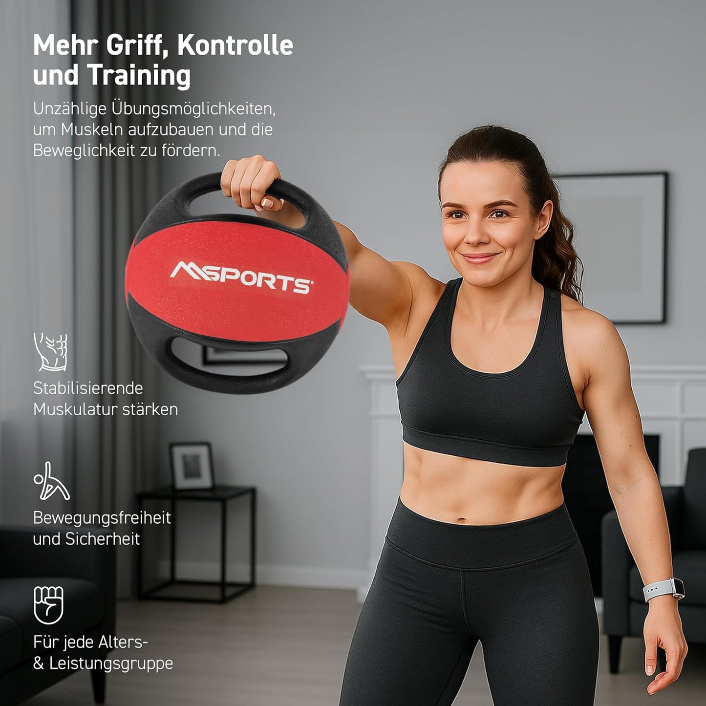 Medizinball mit Griffen 3 kg, 3 kg - Rot