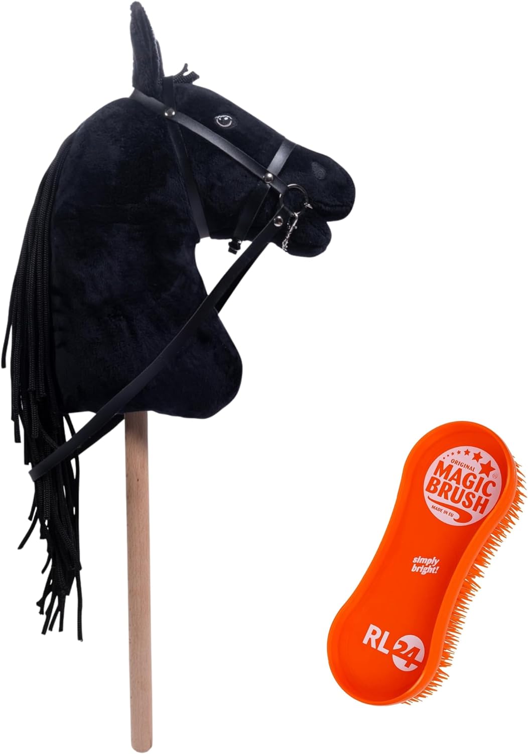 Steckenpferd Bobby mit Trense & MagicBrush, Bobby (Schwarz)