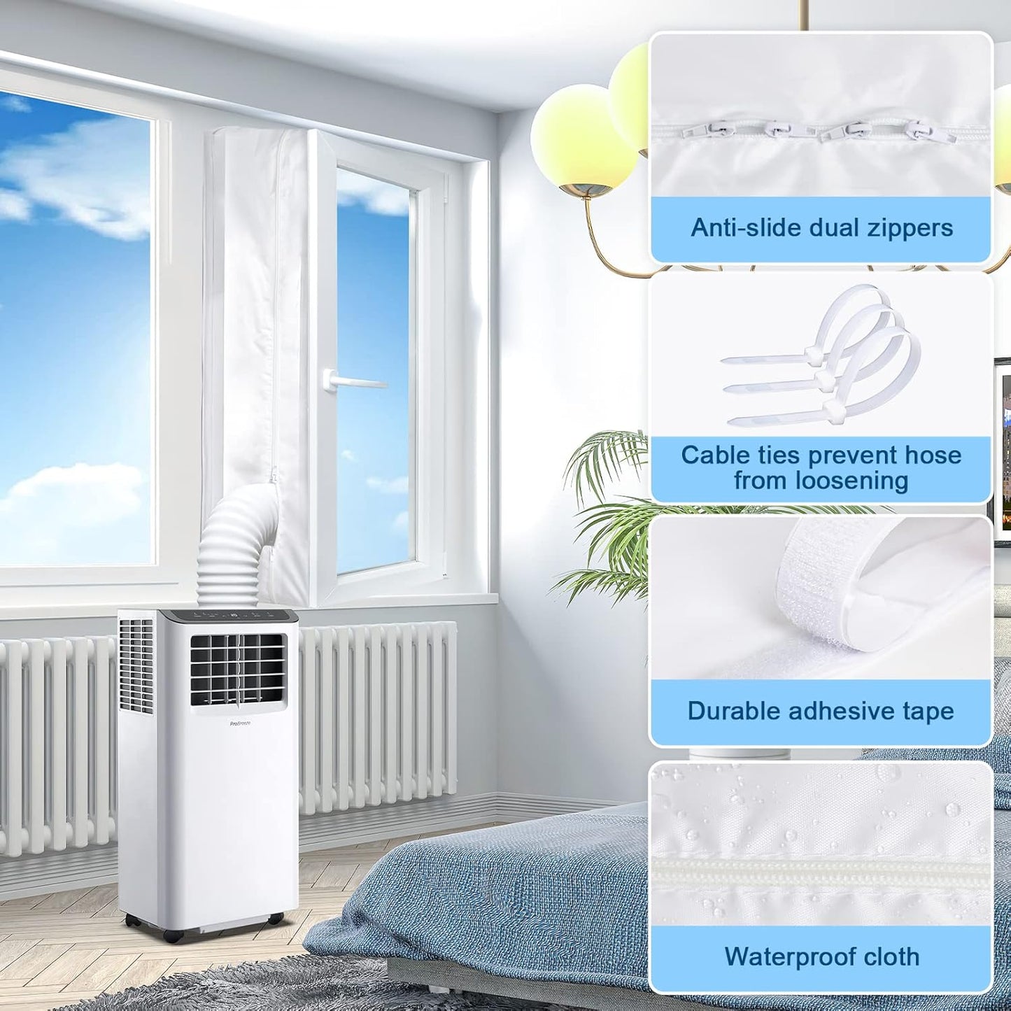 Fensterabdichtung für mobile Klimageräte (400 cm), 400CM