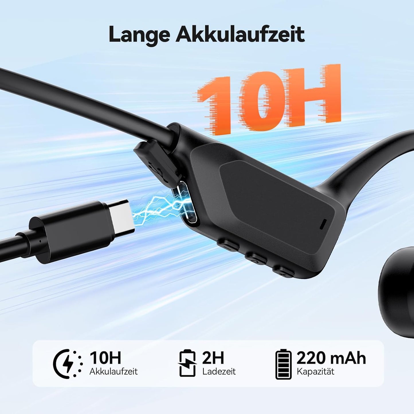 Knochenschall Bluetooth Kopfhörer X27 mit Mikrofon, Schwarz
