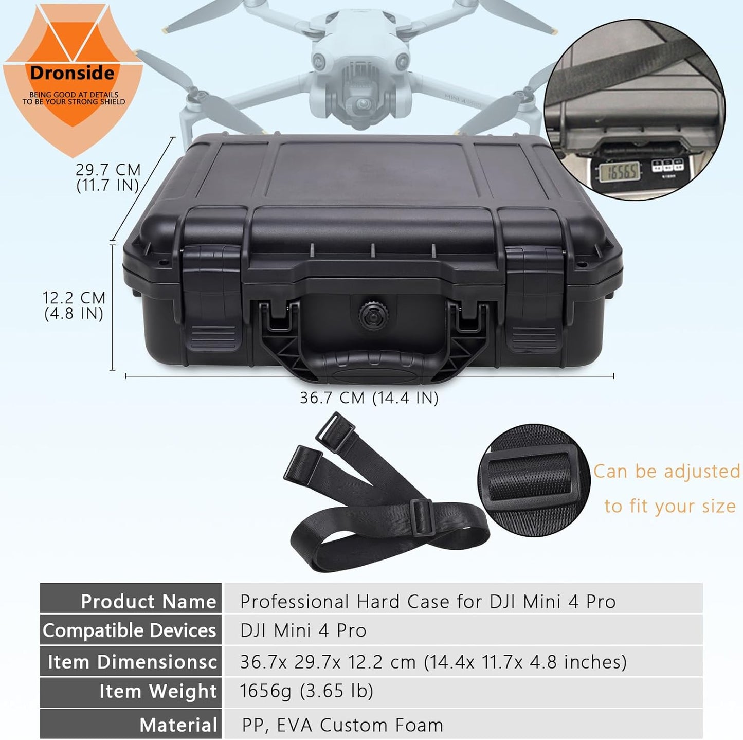 Wasserdichter Hartschalenkoffer für DJI Mini 4 Pro/ DJI RC 2/ DJI RC N2, Mini 4 Pro Koffer