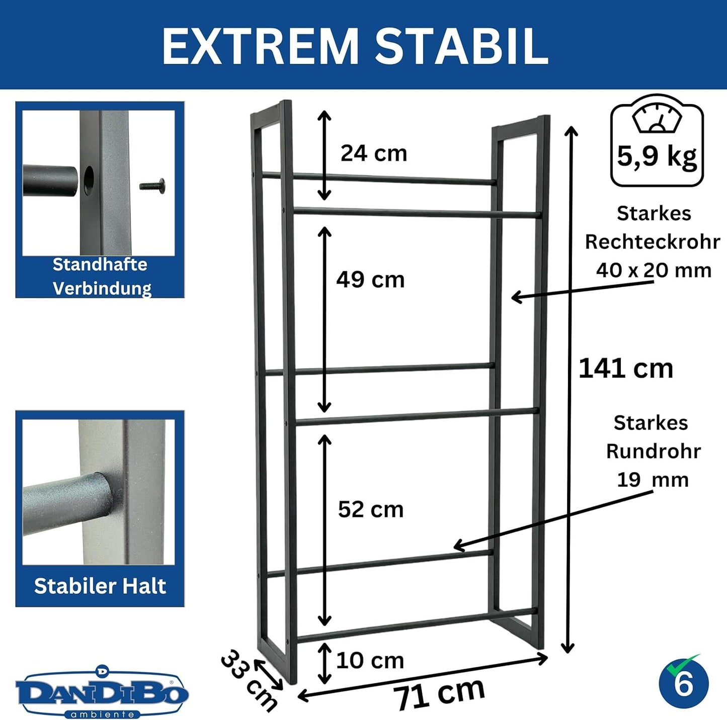 Getränkekistenregal für 6 Kisten, 6 Kisten Breite 71 cm / Hoch 141 cm