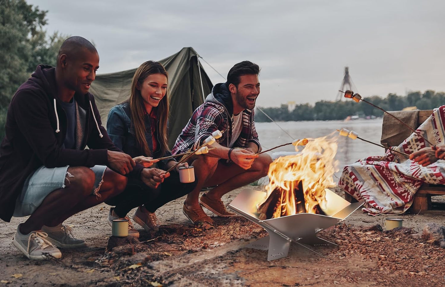 Faltbare Feuerschale für Camping, Edelstahl (Rostfrei)