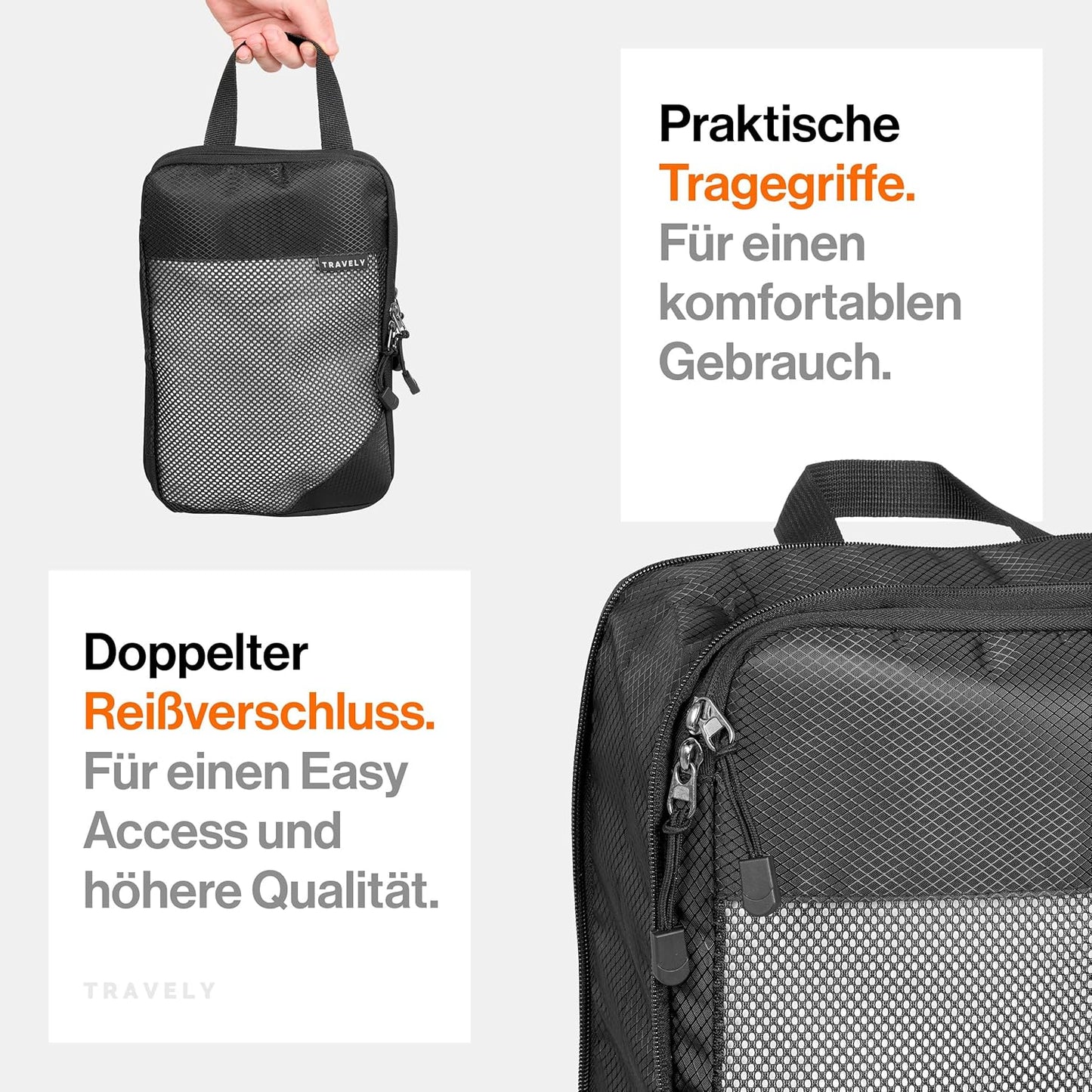 5-teiliges Packwürfel-Set, Schwarz 5 Teile Gr. Set
