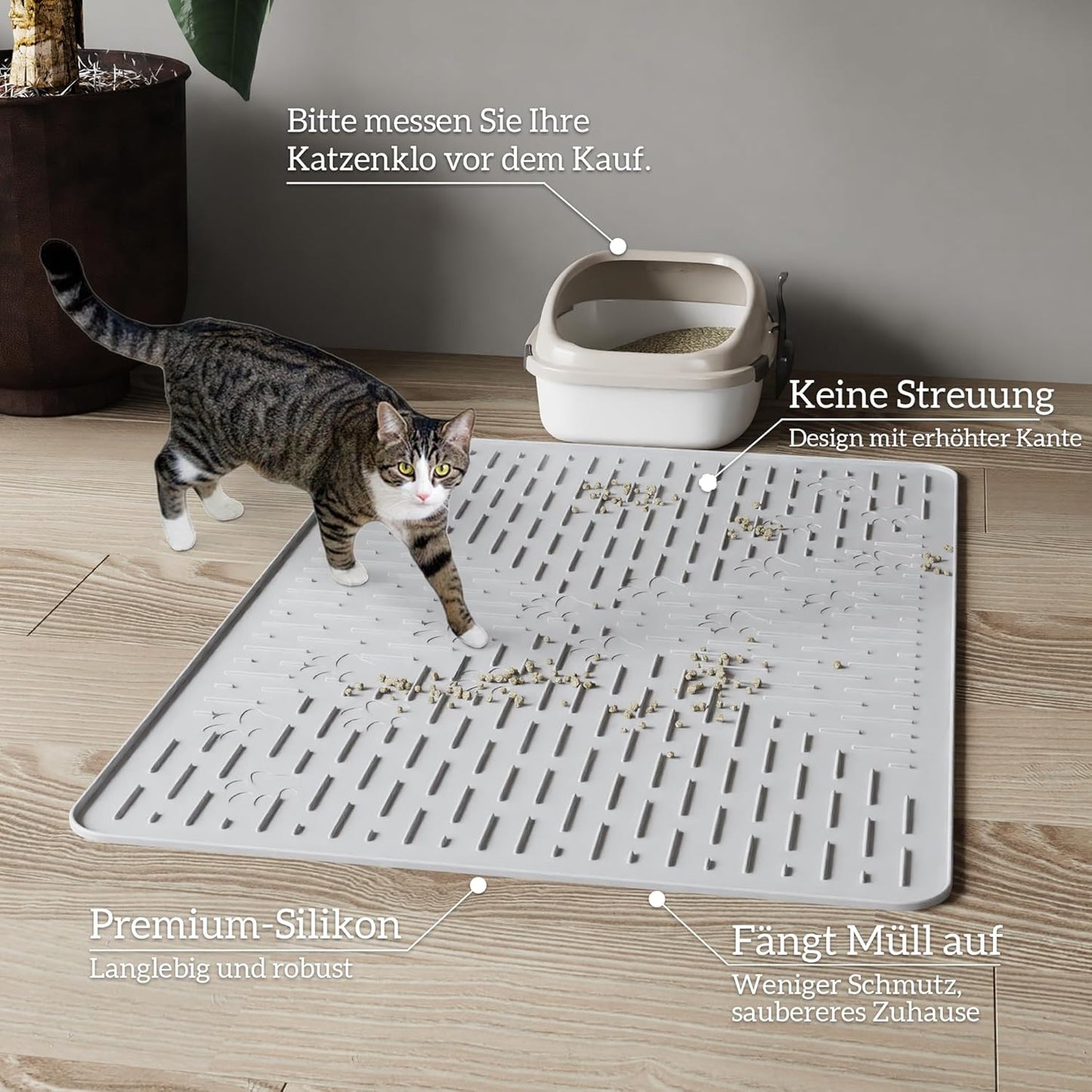 2er-Set Antirutsch Katzentoilettenmatte, Dunkelgrau 2pack 60x40cm